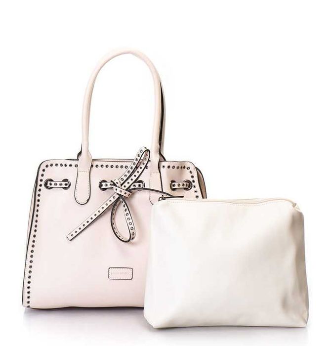 %ПРОМО% PIERRE CARDIN – Кожена чанта в бледо розово 30x33x12 см нова