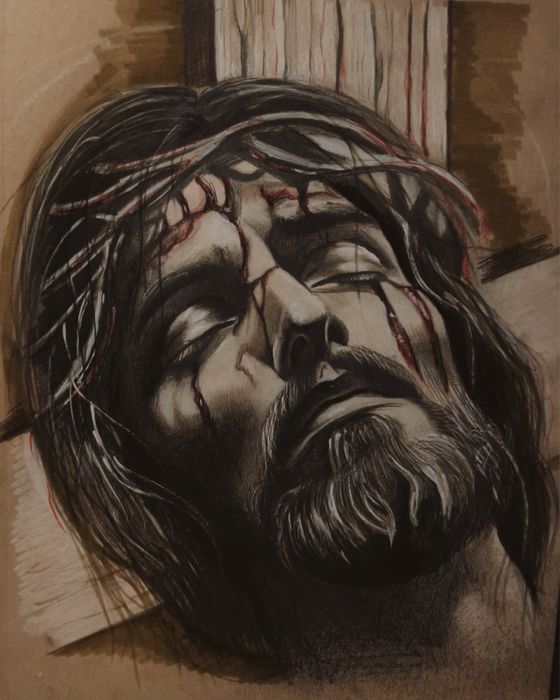 Portrete in creion si grafit alb