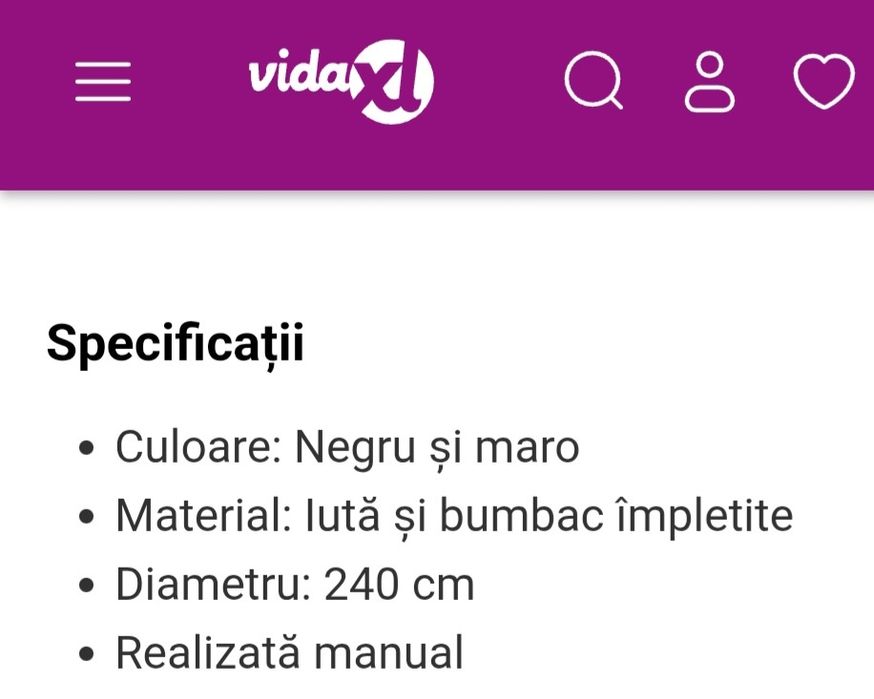 Covor iuta rotund