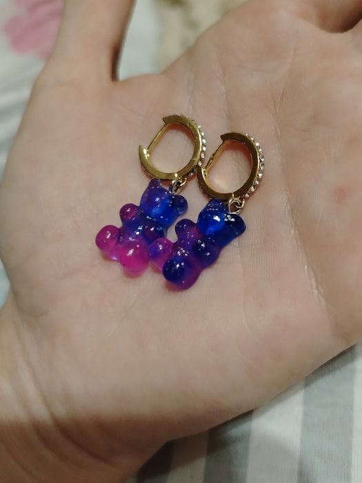 серёжки в виде мармеладного мишки