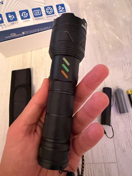 Lanternă LED ESGREEN ED0330 reîncărcabilă USB-C + lanternă UV