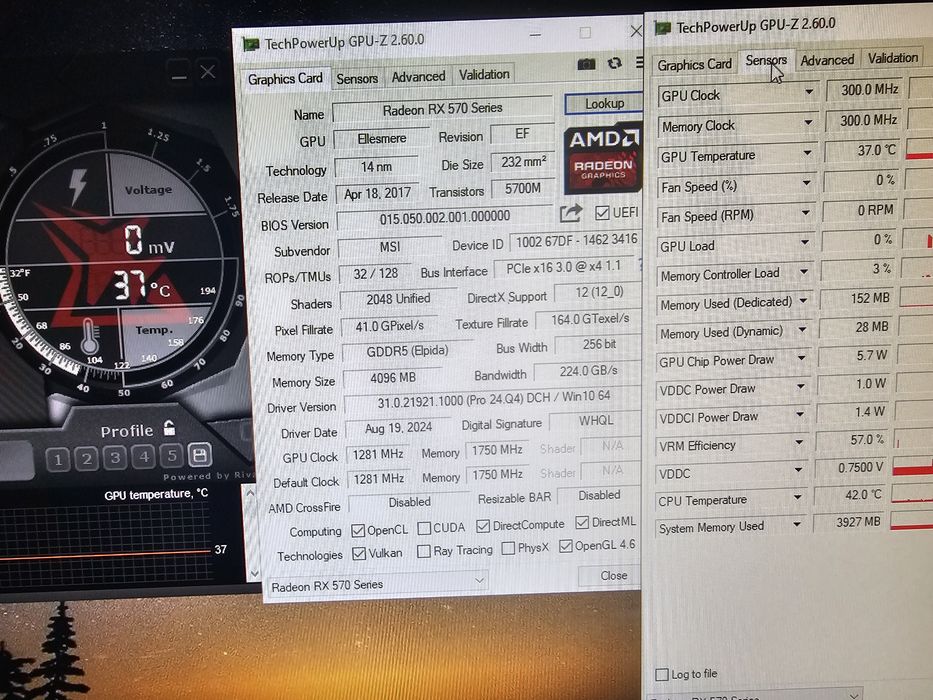 Placă video MSI gaming X rx570 4Gb 256bit