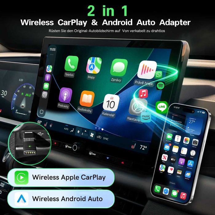 Камера за дете в кола + заден ход + CarPlay/ Android Auto подарък
