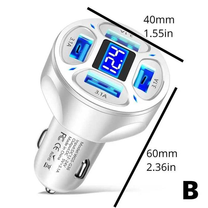 2в1 волтметър и четворно зарядно за автомобил