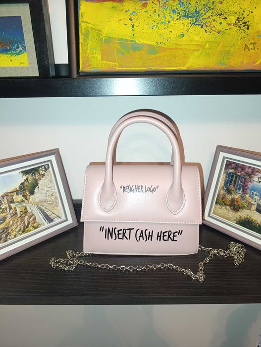 Чанта Розова с дълга дръжка и надпис