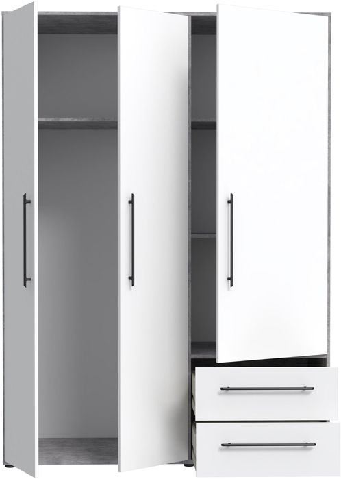 Dulap cu trei usi , Alb-Gri 144.4 cm latime