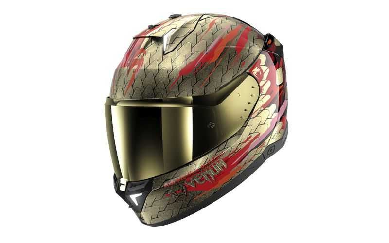 Мото каска SHARK SKWAL i3 VENUM Black Red Gold,очила,Led светлини!