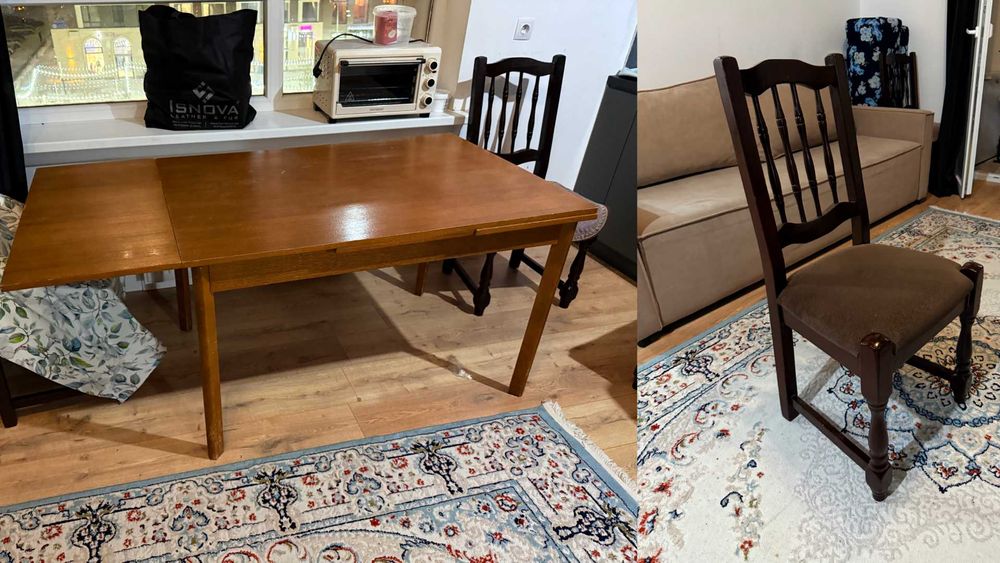 Раздвижной стол и 6 стульев