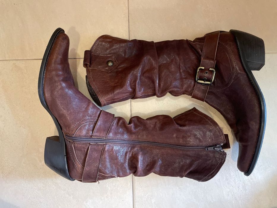 Дамски кожени ботуши, 38 N, естествена кожа, кафяви