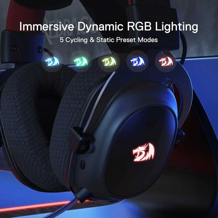 Игровые наушники Redragon H510 Zeus PRO 3вида подключения звук7.1