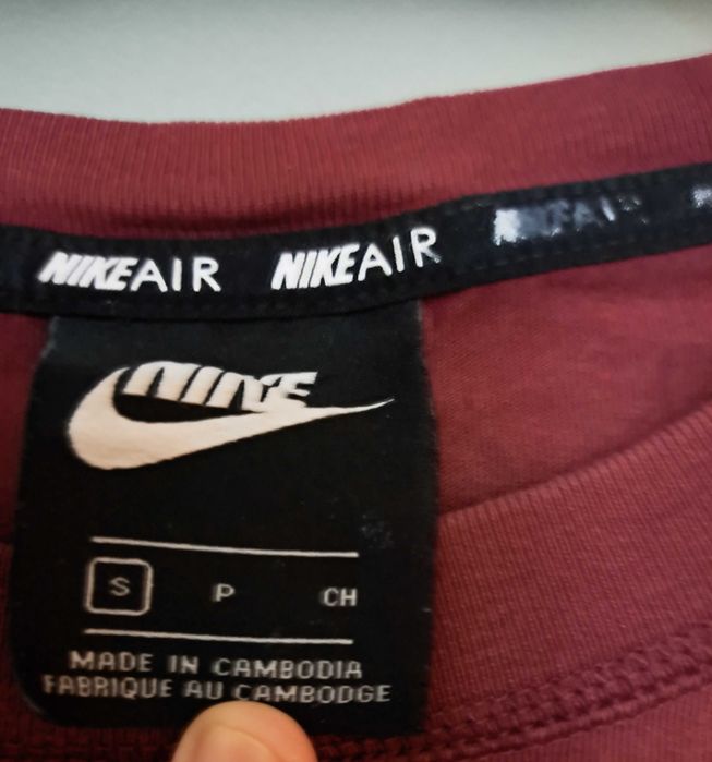 NIKE AIR оригинален топ/тениска с къси ръкави в бордо, като нов