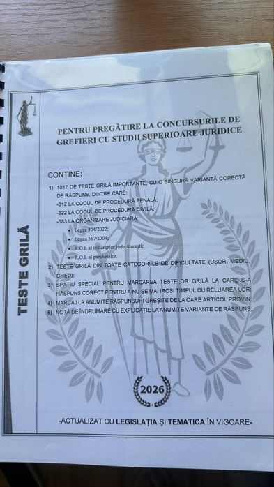 Cărți pentru admiterea la Școala Națională de Grefieri sau pentru concurs direct pe post.