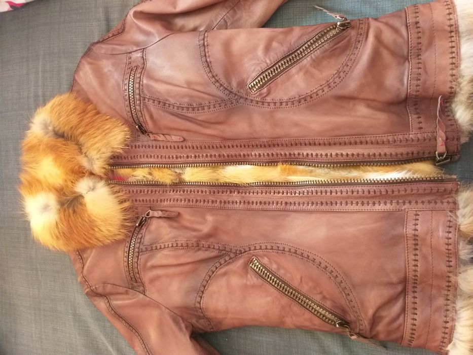 Ново кожено яке, с естествен косъм