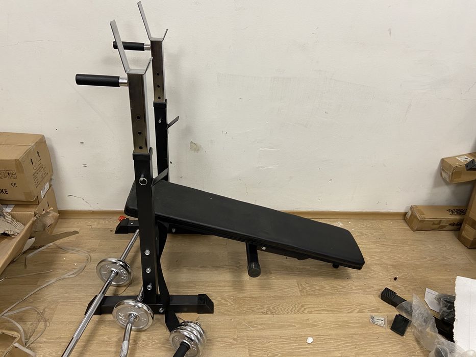Pachet sala Banca+gantere+bara Z+Bara piept reglabile profi 45 kg noi