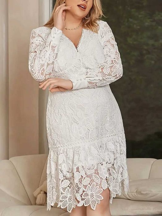 Бяла рокля дантела, Елегантна бяла рокля, Рокля дантела