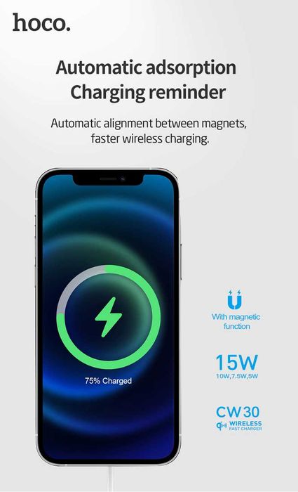 Hoco CW30 Pro Magnetic Wireless MagSafe 15W for Apple iPhone 15