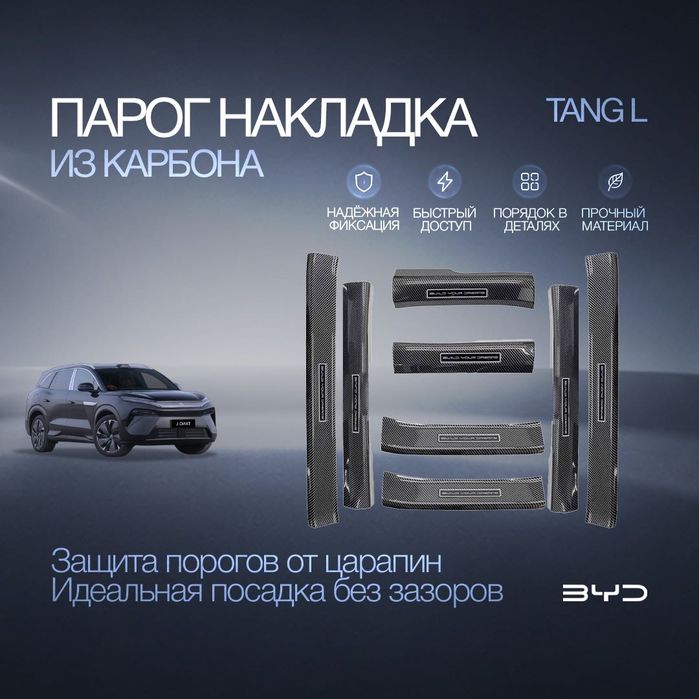 Карбоновые защитные накладки на пороги для BYD Tang L