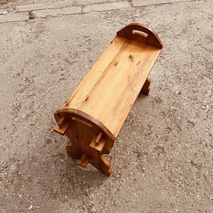 Рустик масивна дървена пейка – алпийски стил, 75 см