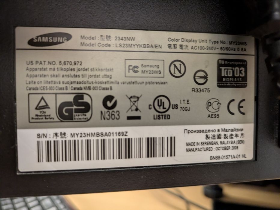 Monitor 23" Samsung defect