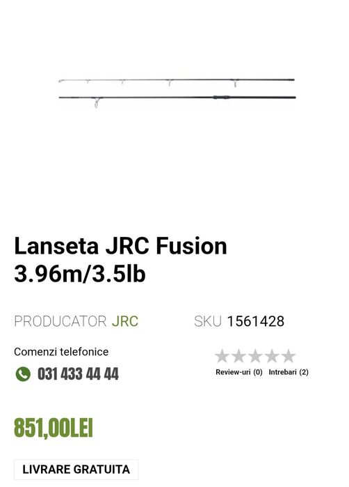 Vand 2 lansete pescuit crap 3.9 3.5lbs