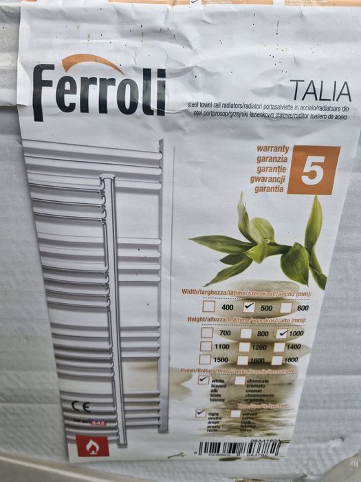 Calorifer baie Ferroli Atena, portprosop, drept, 500 x 1000 mm + accesorii montaj