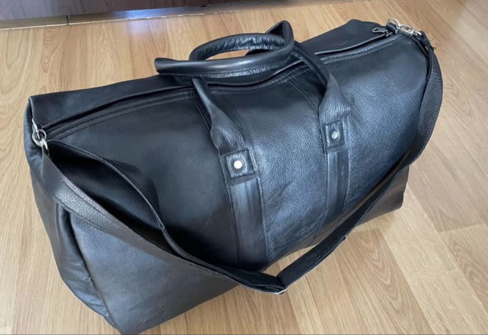 Geanta de voiaj/transport/sala din piele naturala negru