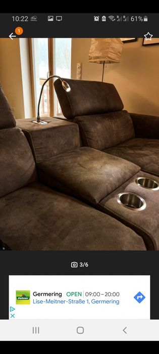 Ъглов алкантара диван с Ел. релакс механизъм УСБ портове и тъч лампа.