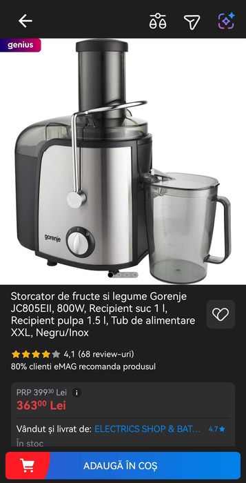 Storcator de fructe gorenje nou