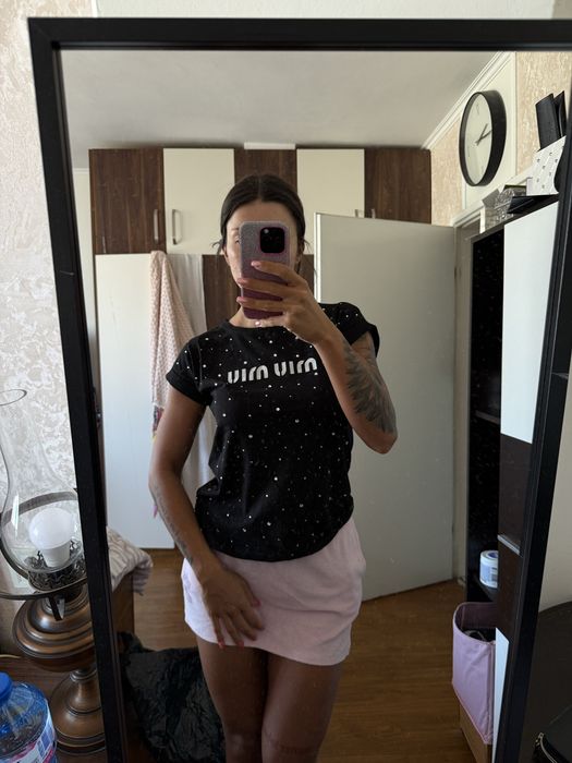 Тениска с кристали Miu Miu