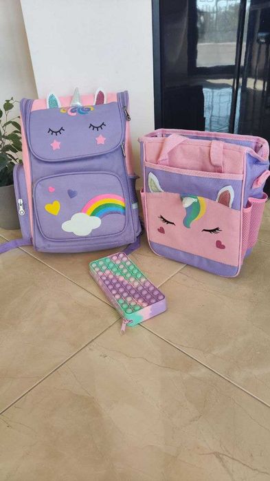 Ученическа Раница Лилав Еднорог