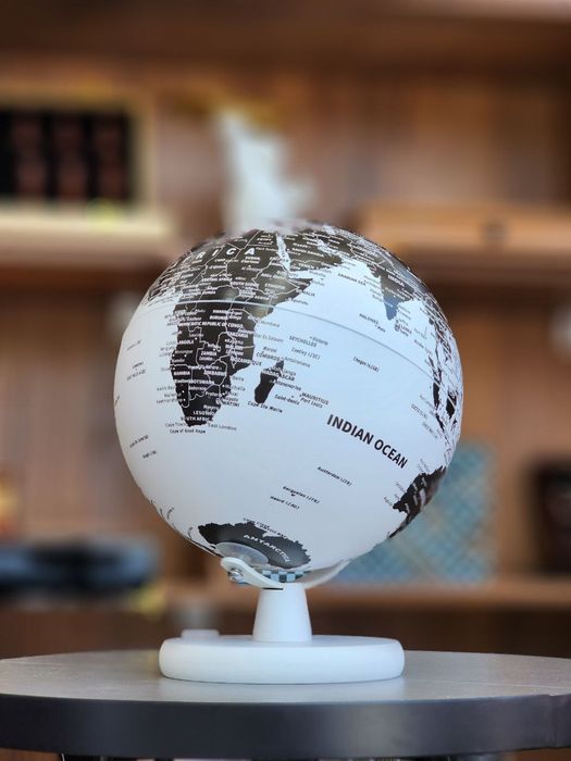 Глобус настольный декоративный чёрно-белый