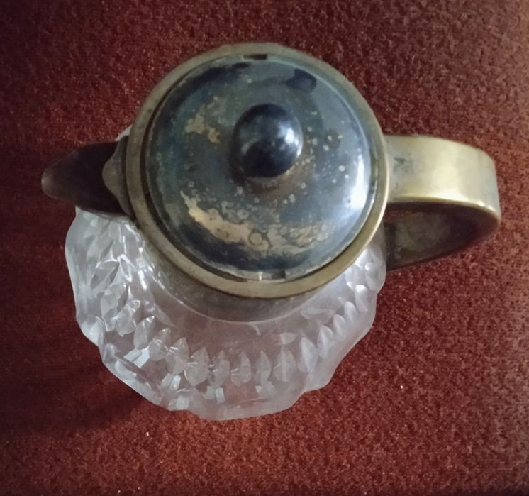 Графин хрустальный с металлом, антикварный