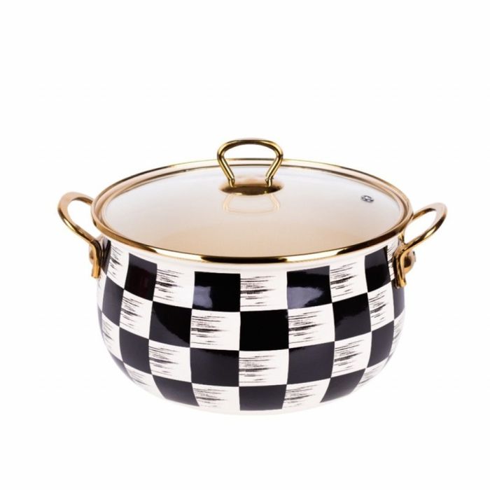 Тенджера Goldmann 24x15см. 6.2л./  26x16см. 8.5л. Емайл. Индукция. Бял