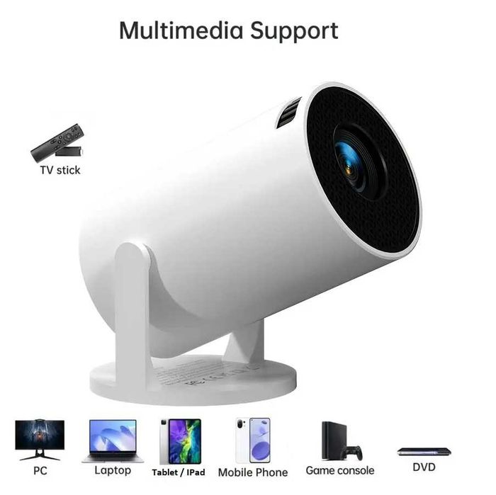 HD проектор с Android 11 – Превърни всяка стена в кино екран!