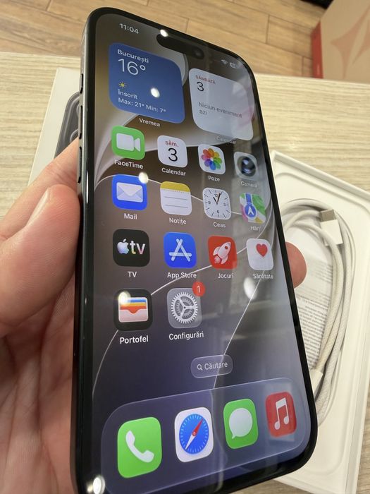 telefon iphone 16 5G black 128gb impecabil, baterie 100%