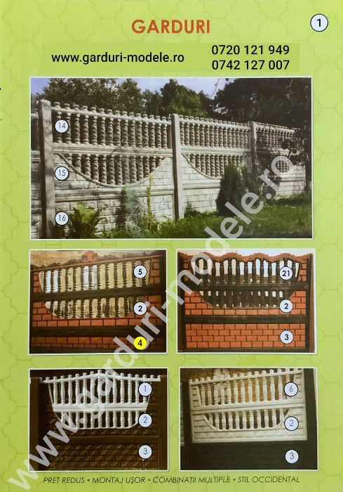 Gard din placi / panouri prefabricate din beton:Vaslui,Bârlad,Husi,Neg