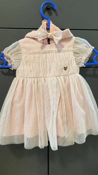 Разкошен комплект Mayoral рокля Болеро обувки в розово 80 р-р