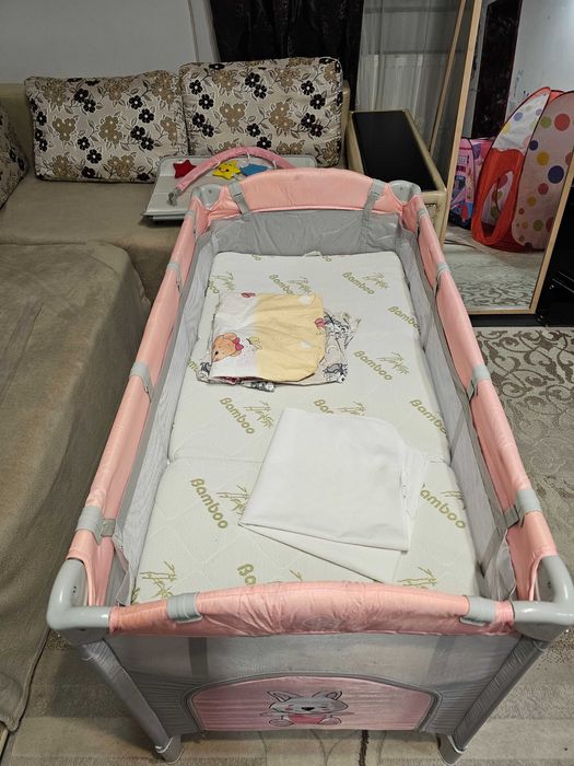 Patut pliabil cu saltea pliabila