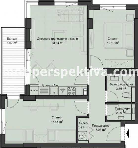 реф.5538 Среден етаж, до I-во РПУ, нова сграда