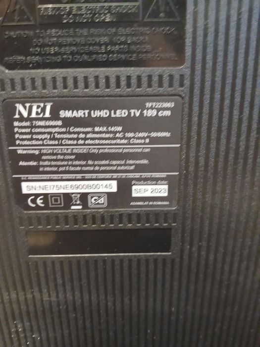 Vând TV Smart led NEI 189 cm