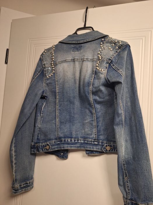 Jacheta Denim cu perle