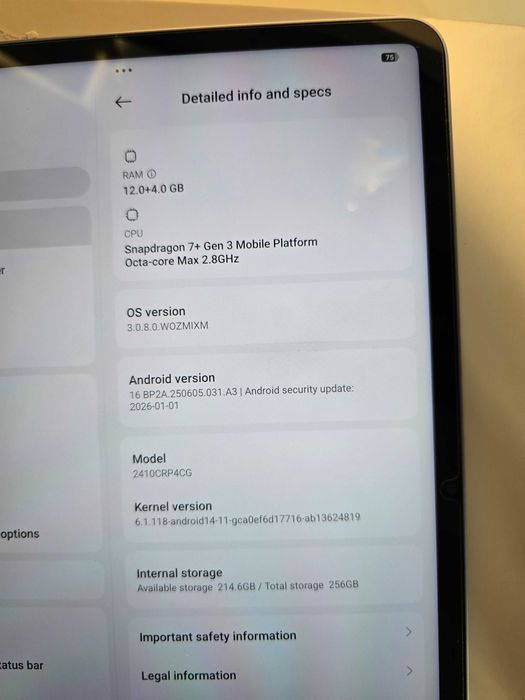 Xiaomi Pad 7 12GB RAM 256GB Qualcomm Snapdragon 7+ Gen 3 144Hz 8850maH