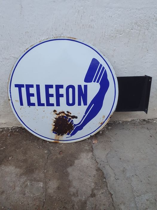 Panou TELEFON vechi din tablă emailată