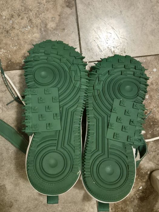 Nike Air Force   1 Mid Off - White  Pin Green