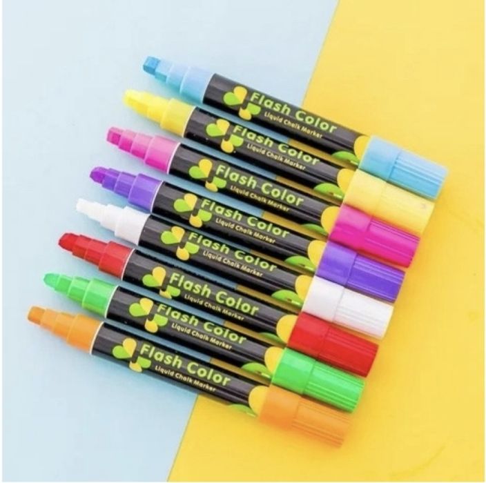 Флуоресцентные маркеры для LED доски, набор 8 шт Flashcolor