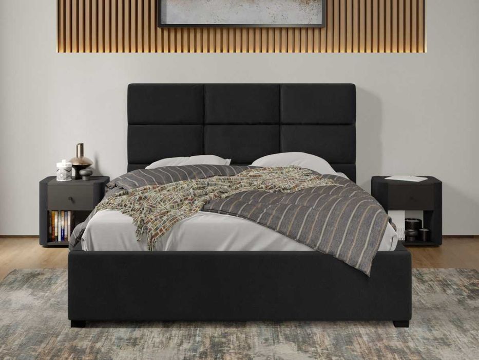 Pat Cico 190 rabatabil 170 x 114 C1 din piele/stofa Negru Falcone 14
