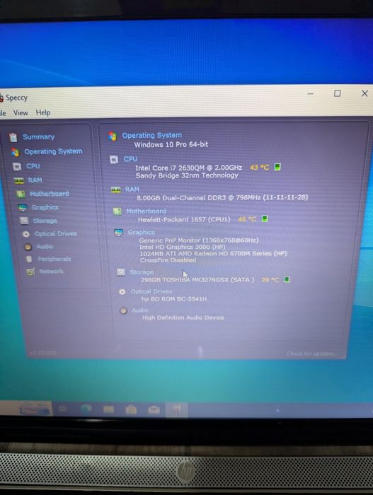 Laptop HP Pavilion i7-2630QM 8gb RAM video AMD 6700  HDD 320