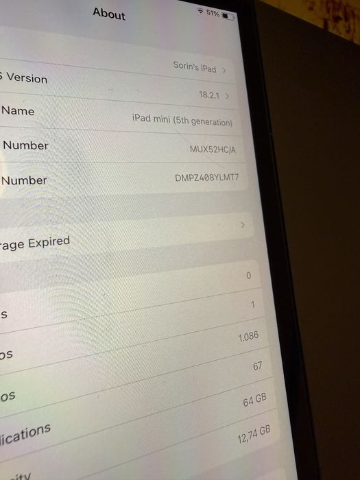 iPad mini 5 Wi-Fi + Cellular 64GB Gray, A2124, 9.5\10