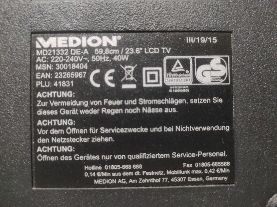 Tv led Smart Medion&dvd 60 cm