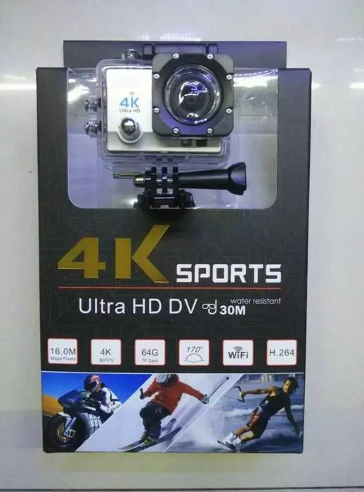 Спортна екшън камера с Wi-Fi, 60fps, 4K Ultra HD за мотор, АТВ и ски